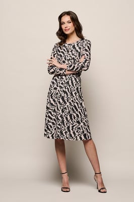 Maddie Print Jurk Creme / Zwart
