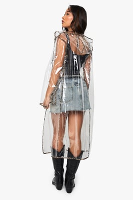Leopard Trim Longline Transparent Festival Mac