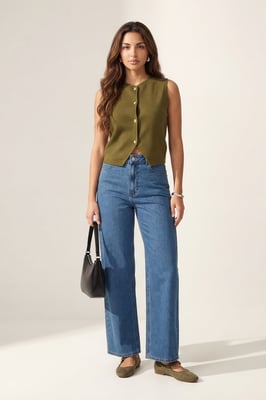 Striaght Leg Jean Mid Blus