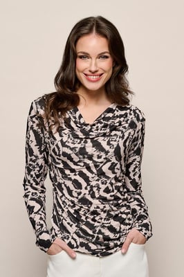 Caitlin Print Top Creme / Zwart