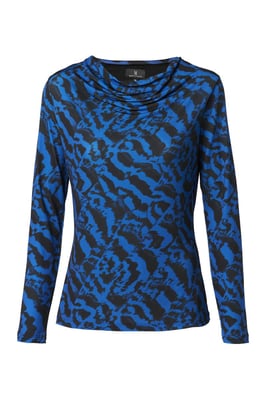 Caitlin Print Top Zwart / Kobalt