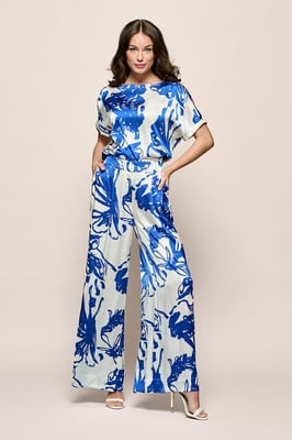Benfield Print Broek Kobalt / Off White