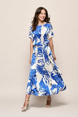 Hannah Print Rok Kobalt / Off White