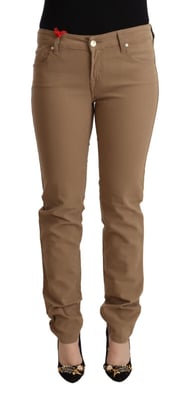 Jacob Cohen Bruine Katoenen Stretch Mid Waist Skinny Broek