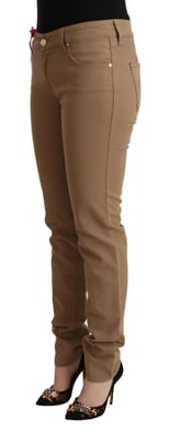 Jacob Cohen Bruine Katoenen Stretch Mid Waist Skinny Broek