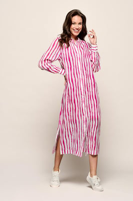 Georgia Streep Jurk Offwhite / Roze
