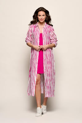 Georgia Streep Jurk Offwhite / Roze