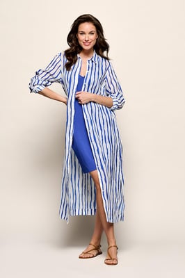 Georgia Streep Jurk Offwhite / Kobalt