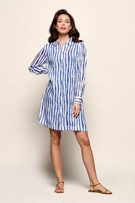 Georgie Streep Tuniek Offwhite / Kobalt