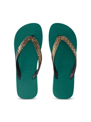 Python Bronze Flip Flop Skogsgrön