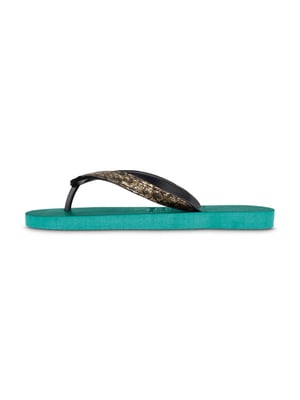 Python Bronze Flip Flop Skogsgrön
