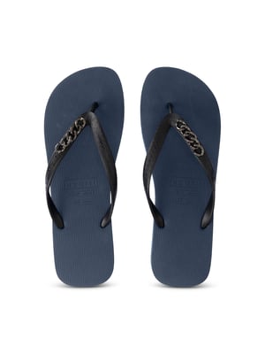 Zilverkleurige kleine teenslipper marineblauw