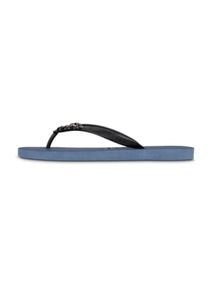 Zilverkleurige kleine teenslipper marineblauw