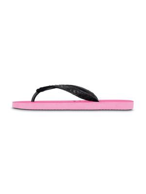 Python zwarte teenslippers neonroze