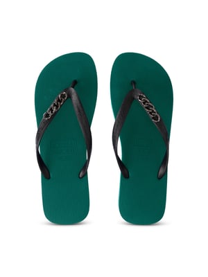 Zilverkleurige kleine teenslipper bosgroen