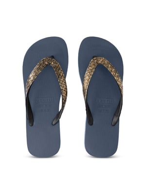 Python Bronze Flip Flop Marineblauw