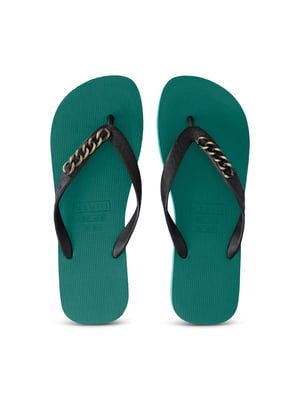 Gouden kleine teenslippers bosgroen