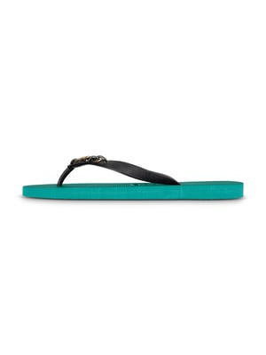 Gouden kleine teenslippers bosgroen