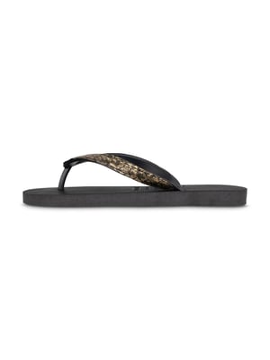 Python Bronze Flip Flop Svart