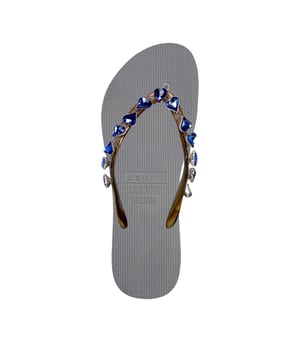 Hartvormige blauwe teenslippers zilver