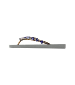 Hartvormige blauwe teenslippers zilver