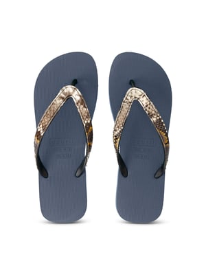 Python Taupe Flip Flop Marineblauw