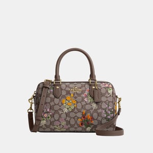 Rowan Satchel Bag In Signature Jacquard With Floral Embroidery