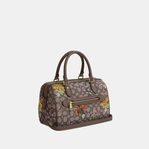 Rowan Satchel Bag In Signature Jacquard With Floral Embroidery