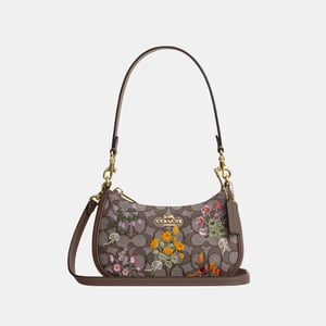 Teri Mini Crossbody Bag In Signature Jacquard With Floral Embroidery