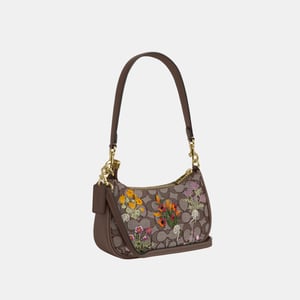 Teri Mini Crossbody Bag In Signature Jacquard With Floral Embroidery