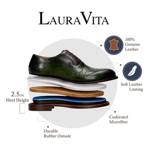 Lorenzo Conti herrarnas Khakigröna läderbrogue Oxford-finskor - Ayan-01