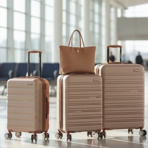 Expandable Champagne Hard Shell ABS Suitcase 8 Wheel Travel Large Luggage