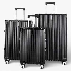 Black Hardshell Suitcase Dual 4 Wheel ABS Luggage Cabin Suitcases