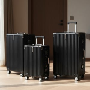 Black Hardshell Suitcase Dual 4 Wheel ABS Luggage Cabin Suitcases