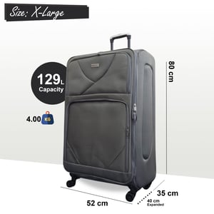 Softshell lichtgewicht grijs nylon 4-wiel reiskoffer Vakantie Extra Grote Koffer