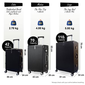 Black Hardshell Dual 4 Wheel ABS Bagagetrolley Hard Shell Cabin Koffer Set