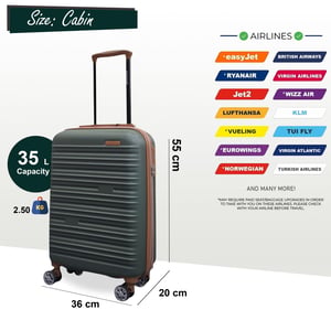 Hard Shell Green Cabin 55 x 36 x 20 cm ABS Koffer Bagage voor Easyjet, Ryanair