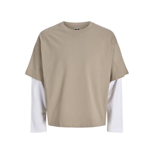 Jack & Jones Jcobiarritz doublelayer tee ls zand