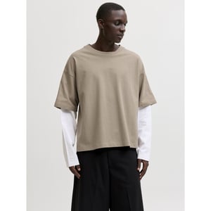 Jack & Jones Jcobiarritz doublelayer tee ls zand