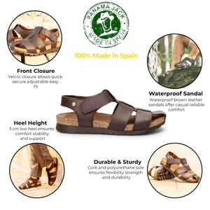 Panama Jack Heren Waterdichte Bark Bruine Leren Sandals - Stanley C1