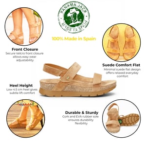 Panama Jack Dames Wedge Bark Brown Suède Leren Sandals - Selma B10