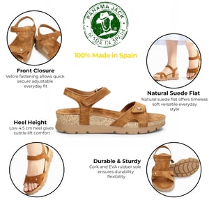 Panama Jack Dames Wedge Bark Bruine Suède Leren Platform Sandals - Sulia B26