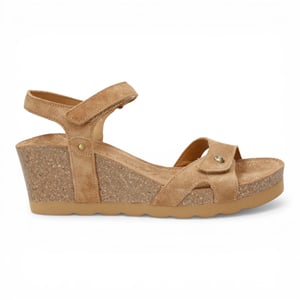 Panama Jack Dames Wedge Bark Bruine Suède Leren Sandals - Julia B74