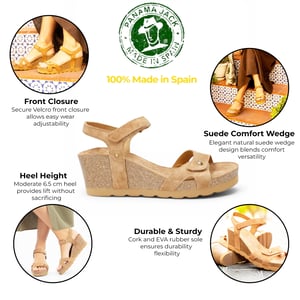 Panama Jack Dames Wedge Bark Bruine Suède Leren Sandals - Julia B74