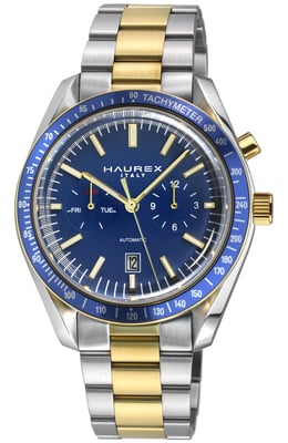 Haurex Italy Missione 316L Stainless Steel Case, Blue Bezel, Blue Dial, Stainless steel IPYG Bracelet Watch