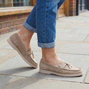 Womens Flat Loafer Shoes Panther Slip On taupe