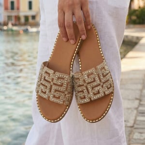 Womens Flat Sandals Cena Slip On gold