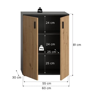 Furnilux Moderne badkast basalt en eik compacte opbergoplossing voor jouw badkamer