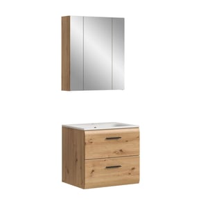 Furnilux Badcombinatie met wastafel en spiegelkast 3-delige set artisan oak look