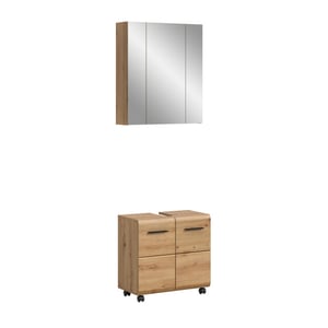 Furnilux Badcombinatie op wielen spiegelkast en wastafelkast artisan oak 60x185 cm